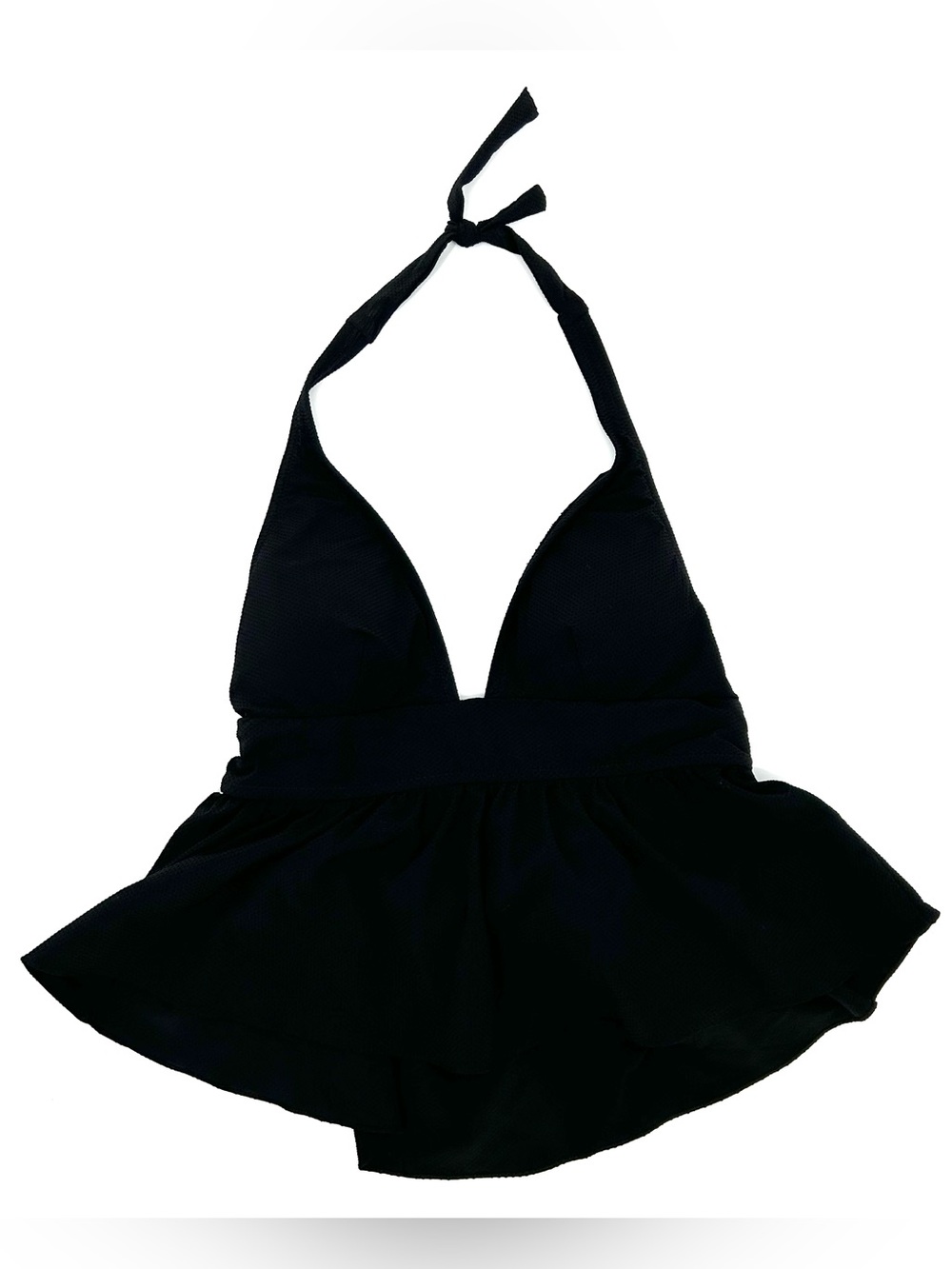 J Crew Halter Peplum Tankini Swim Top Black